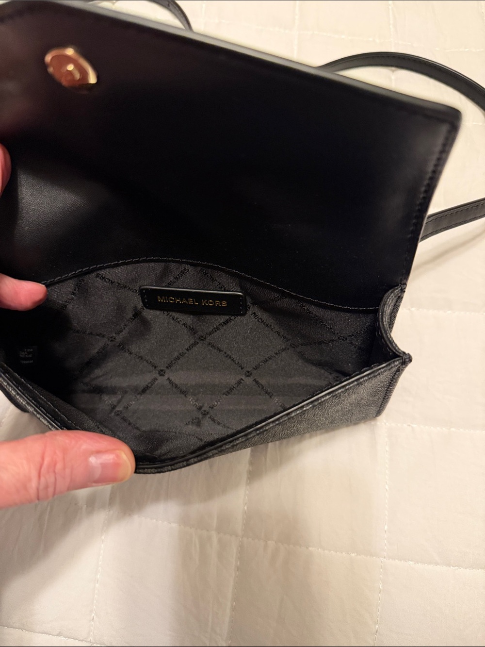 Michael Kors Black MK Monogram Crossbody - Picture 7 of 7